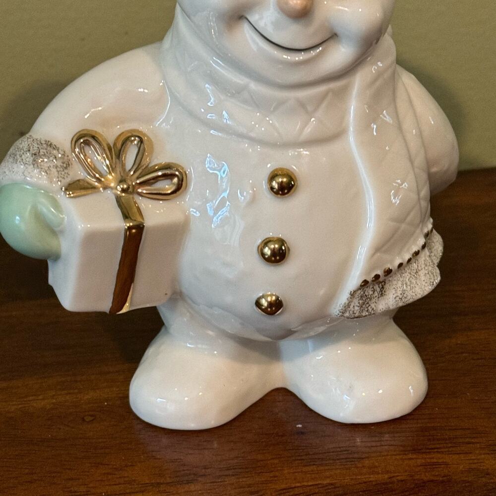 Lenox Snowan with Present and Top Hat - Picture 3 of 9